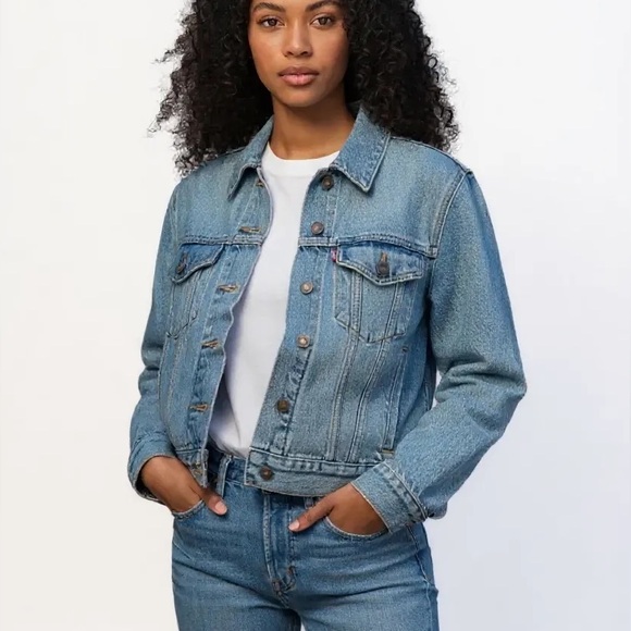 Levi’s Trucker Denim Jean Button Front Jacket Coat Size S Small NWT - Picture 1 of 10